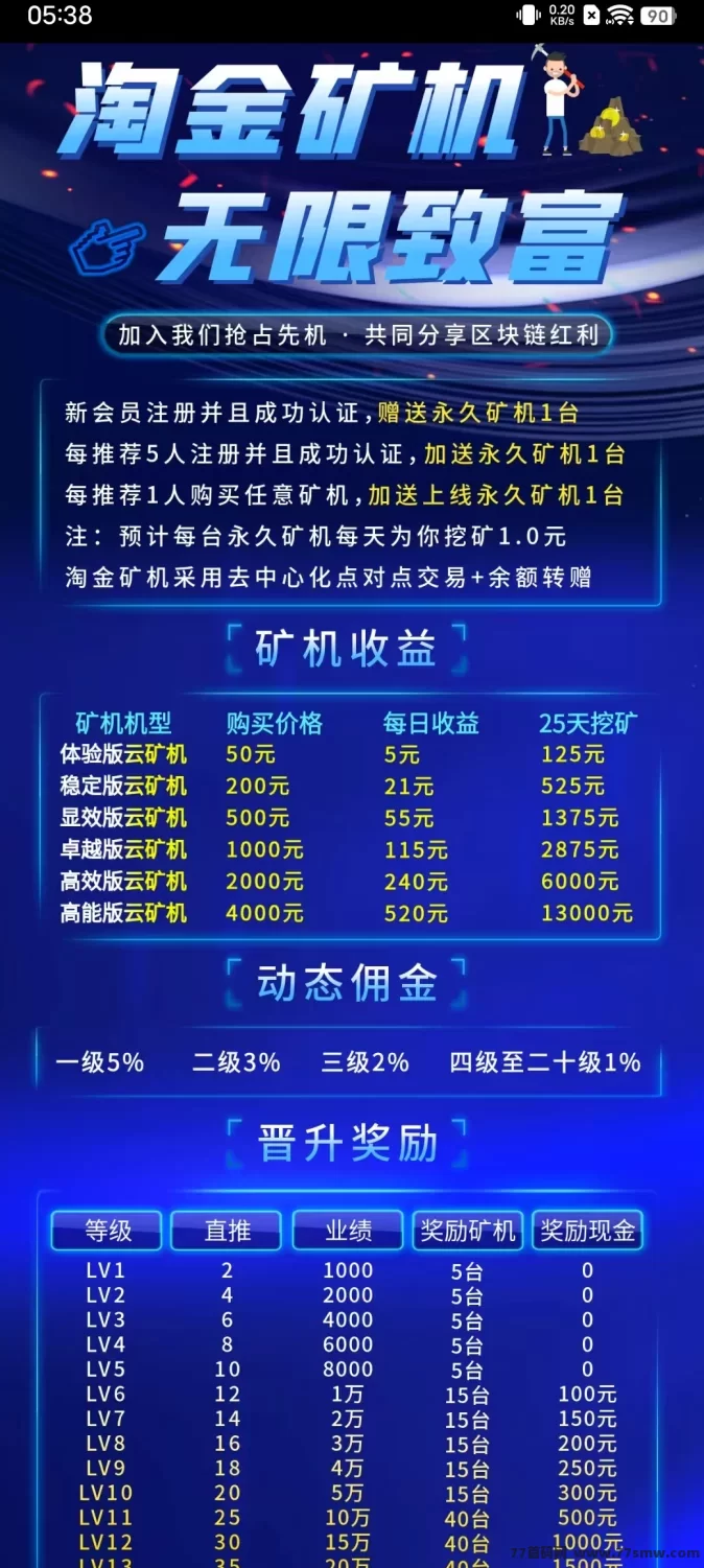 淘金矿机首码上线：领取永久挖机，收溢稳定不断！(1)