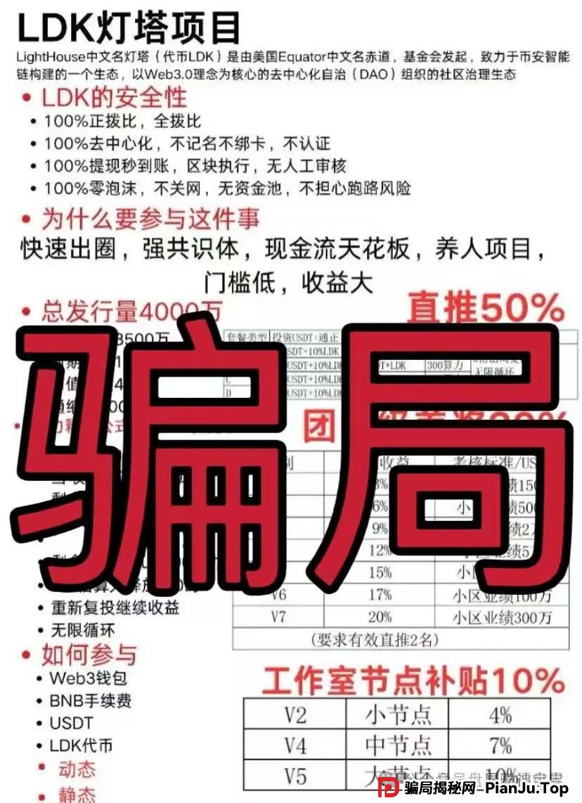 【曝光】“LDK灯塔”资金盘骗局全解析：披着区块链外衣的“庞氏陷阱” ，尽