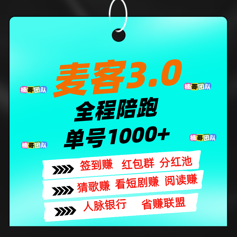 【麦客3.0】多种玩法，大神一对一带你搞钱，可零撸！(1)