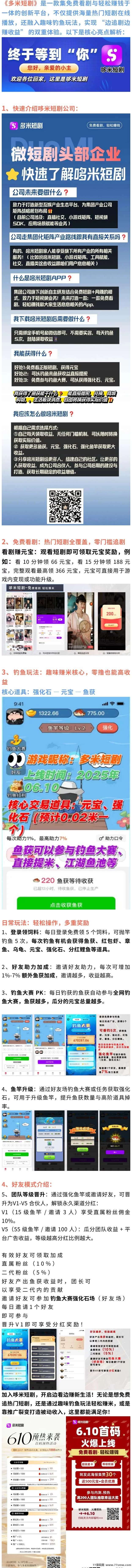 多米短剧新上线！扶持机制直2间1，快速起号赢分荭！(1)