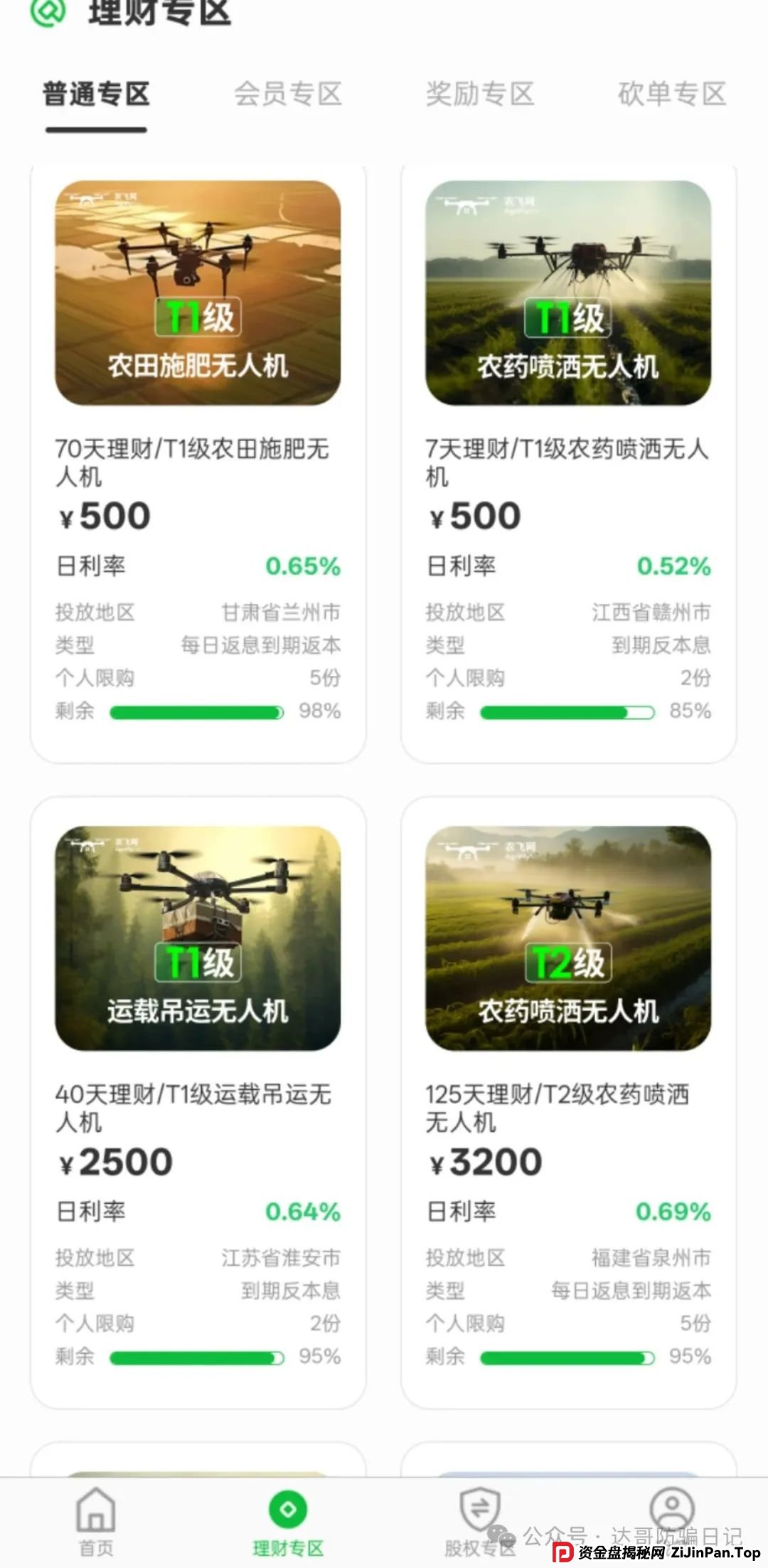 警惕:农飞网资金盘项目投资金额大，提现门槛高，不要把盘子当理财，项目走多远未知，远离大额投资产品，当心竹篮打水一场空。(3)