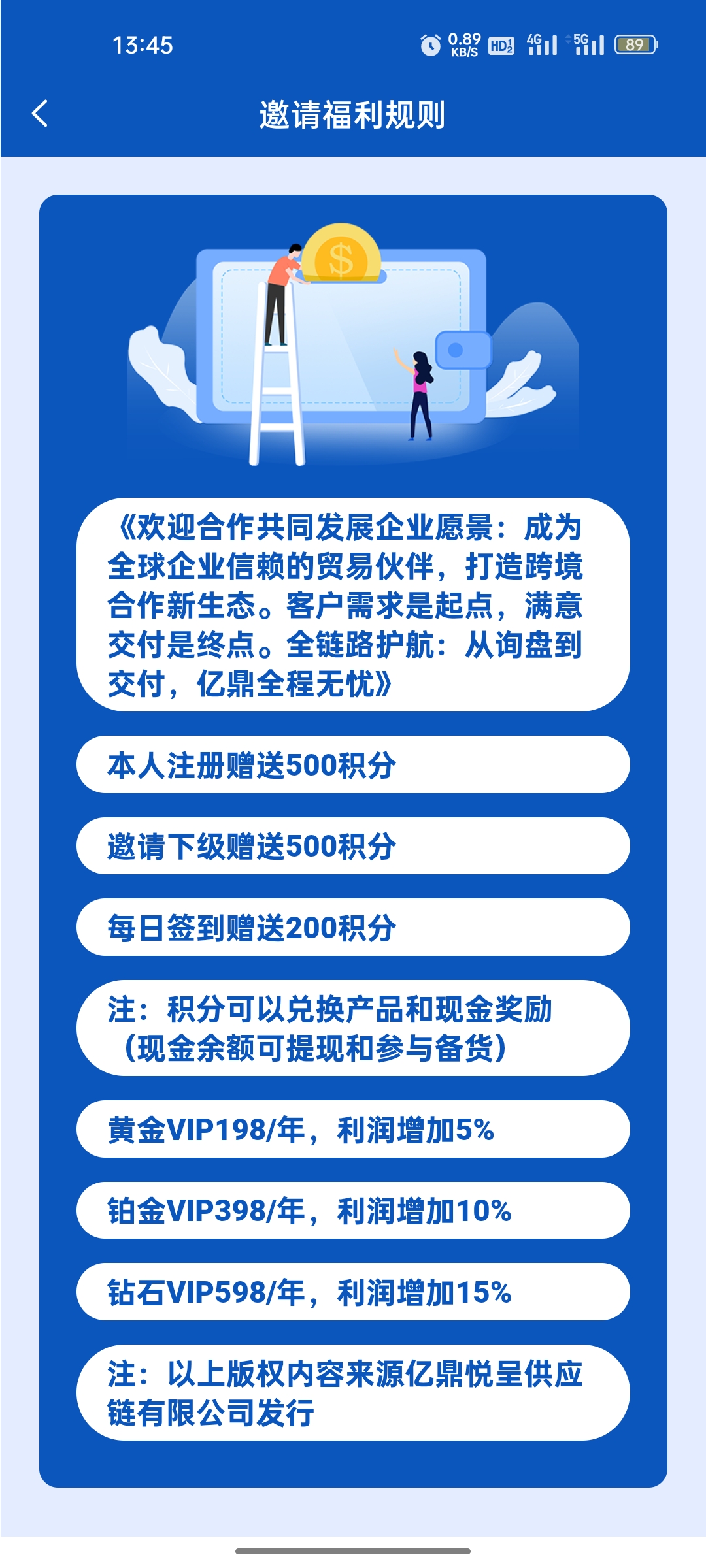 亿鼎悦呈注册送5元，每天签到2米。(1)