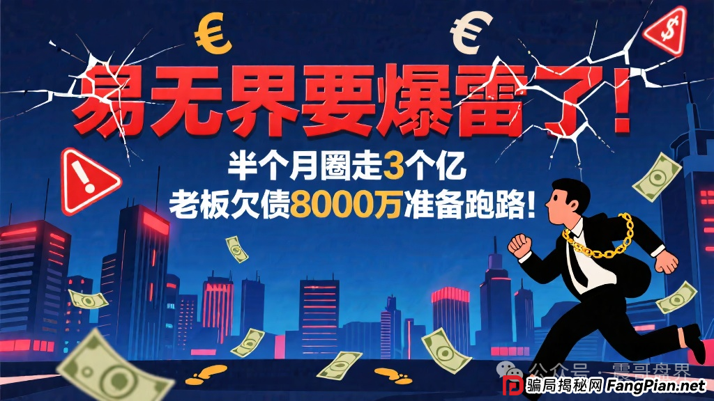 易无界要爆雷了！半个月圈走3个亿，老板欠债8000万准备跑路！